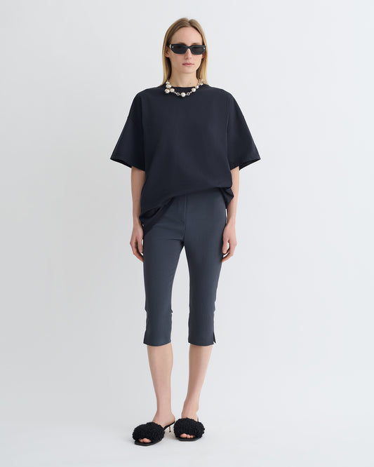 Saoirse - Paper Jersey Capri Pants - Dusty Blue