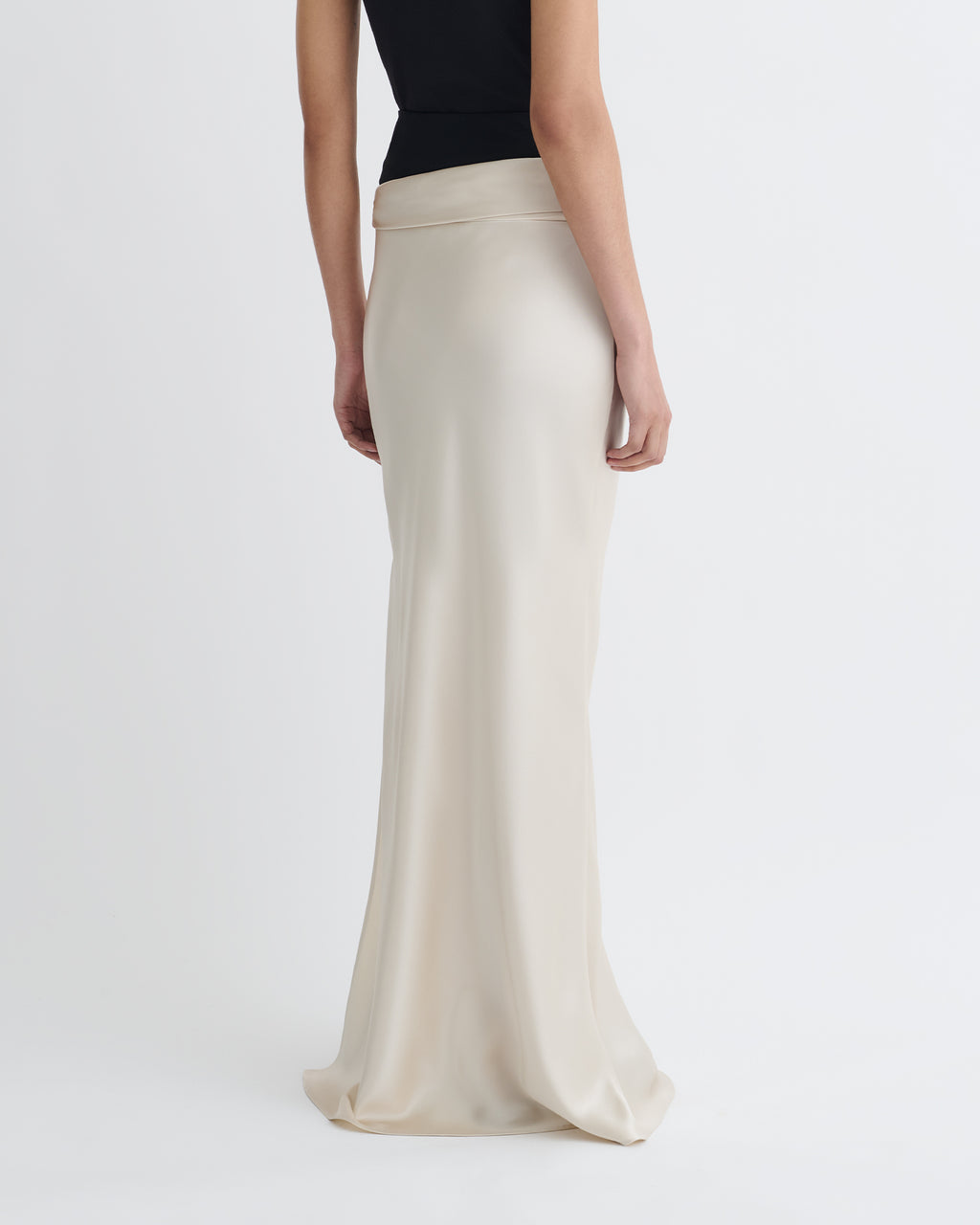 Letto - Mesh Jersey and Slip Satin Skirt - Creme/Black