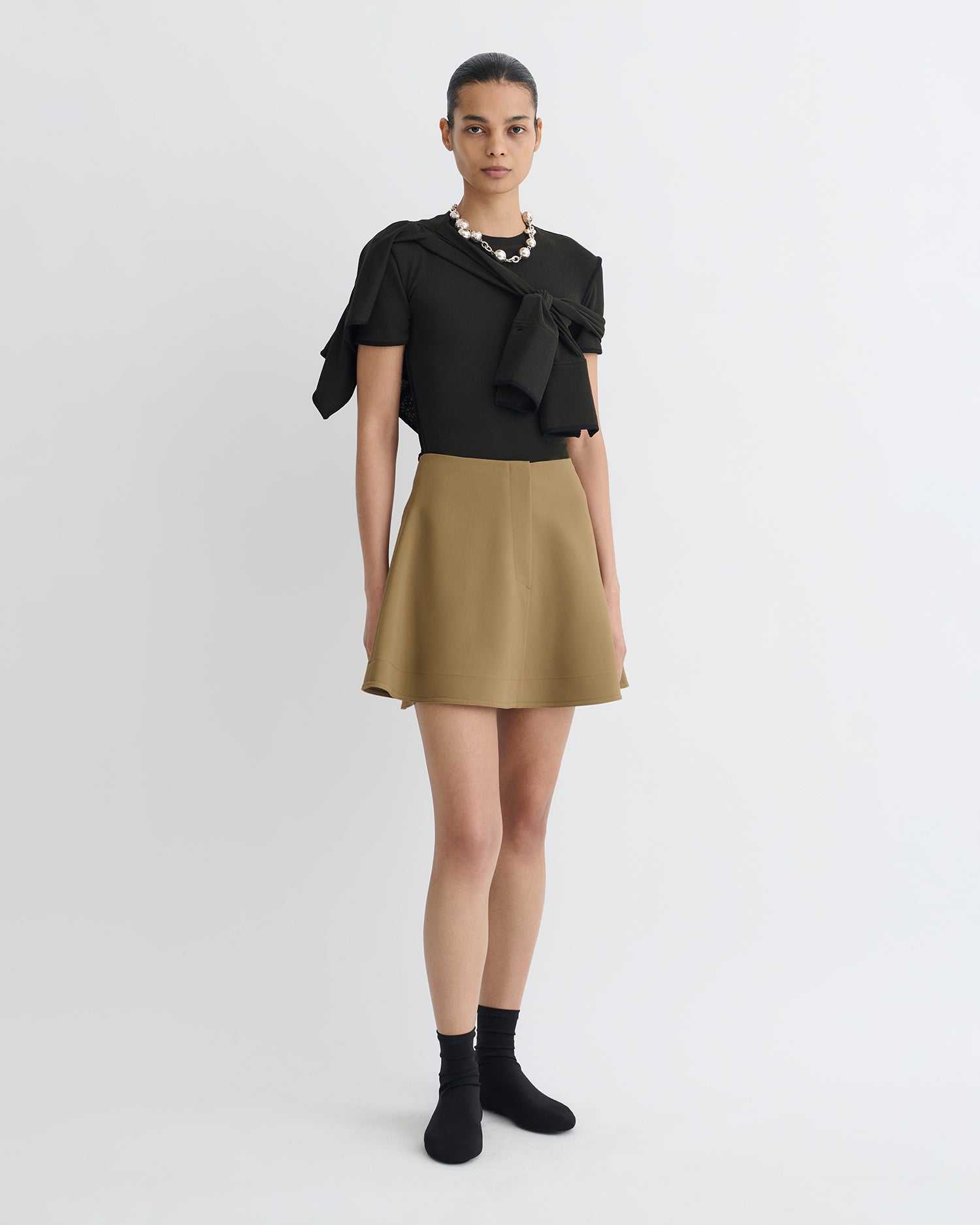 Tenna - Tailored A-Line Mini Skirt - Brown – Nanushka