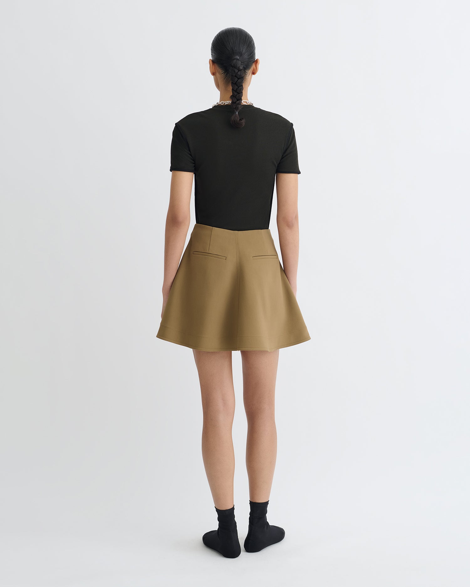 Tenna - Tailored A-Line Mini Skirt - Brown