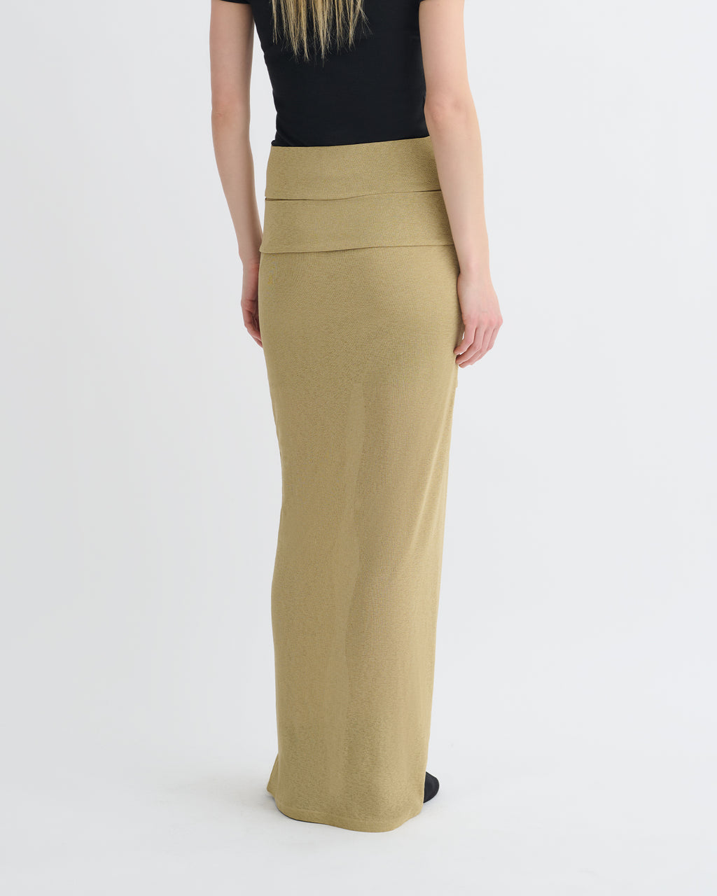 Shanda - Draped Mesh Jersey Maxi Skirt - Sand