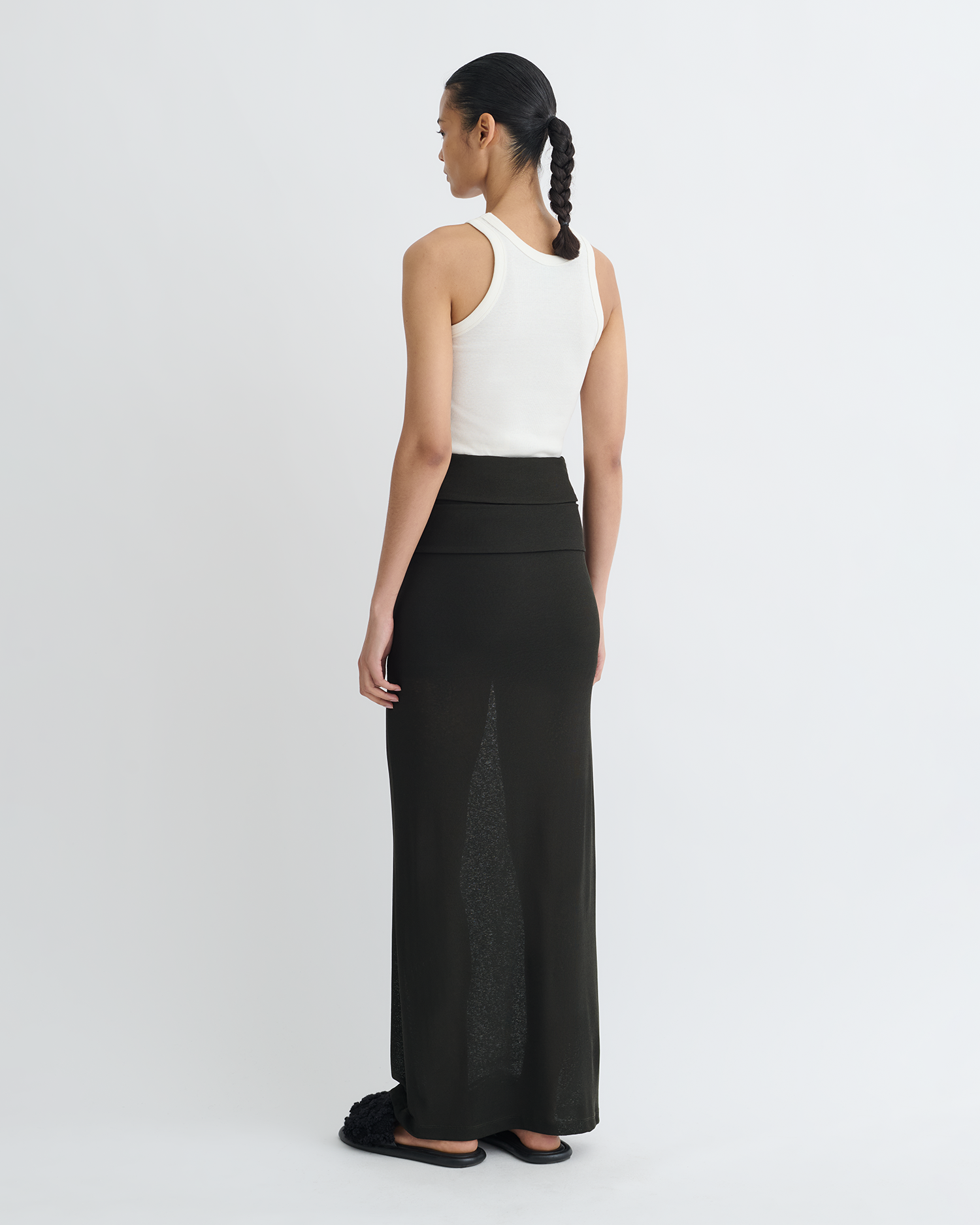 Shanda - Draped Mesh Jersey Maxi Skirt - Anthracite