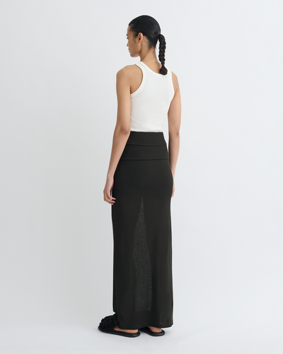 Shanda - Draped Mesh Jersey Maxi Skirt - Anthracite