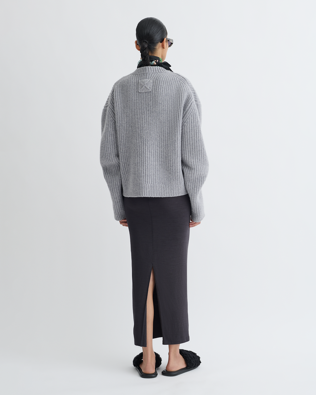 Rafa - Wool Jersey Midi Skirt - Grey