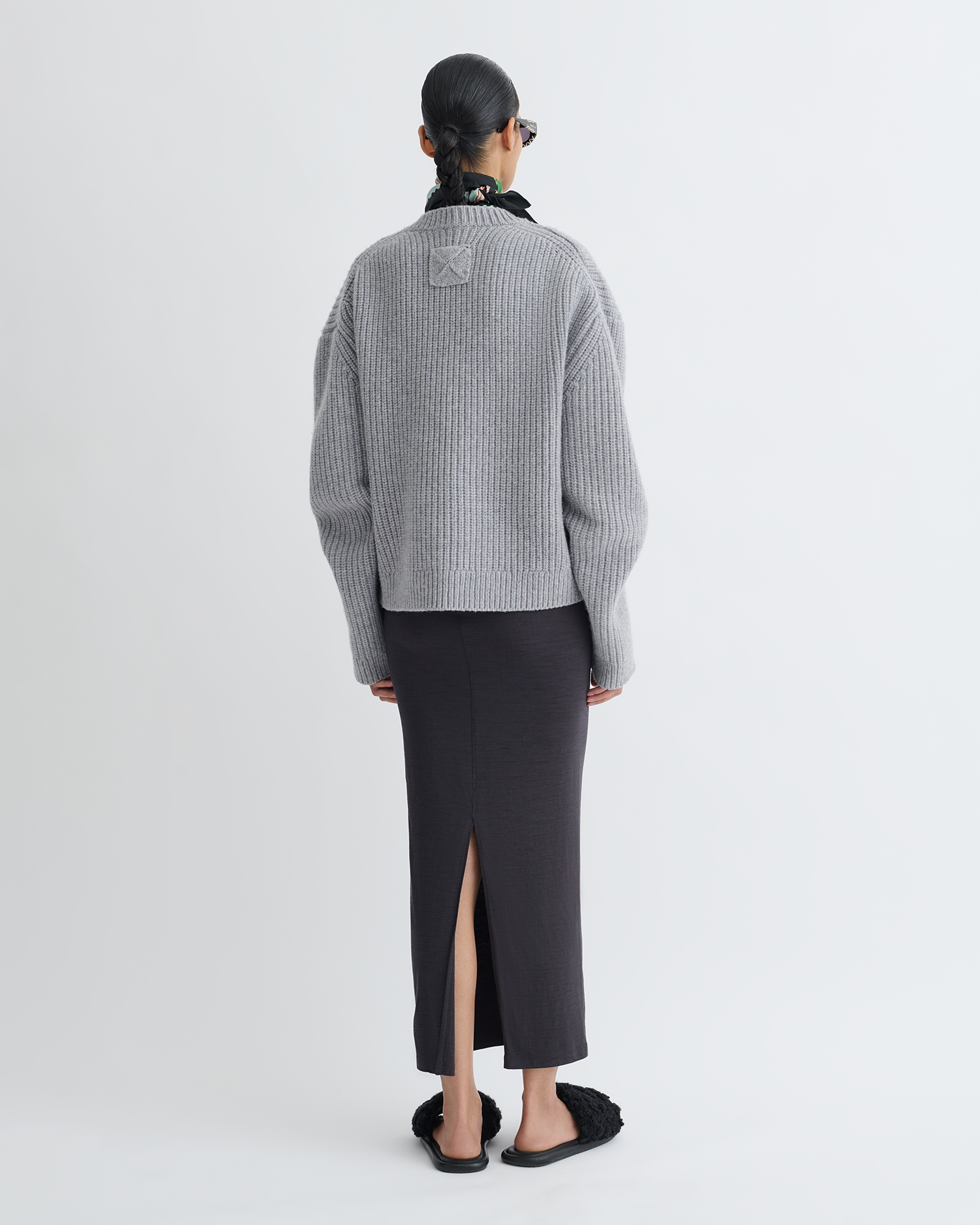 Rafa - Wool Jersey Midi Skirt - Grey