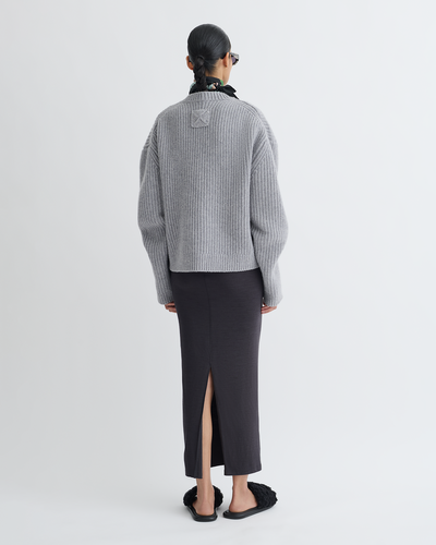 Rafa - Wool Jersey Midi Skirt - Grey