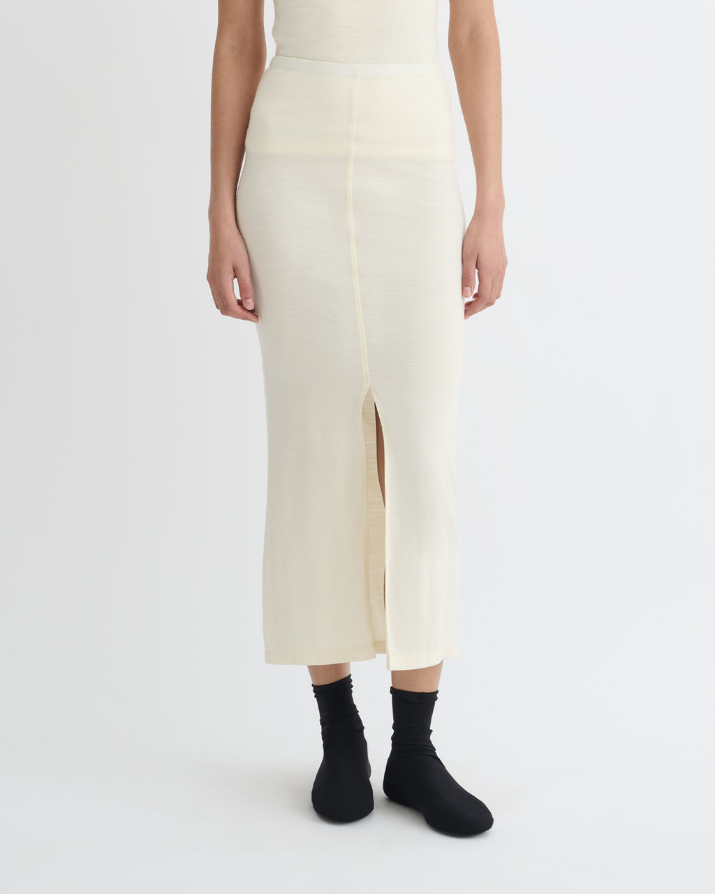 Rafa - Wool Jersey Midi Skirt - Creme
