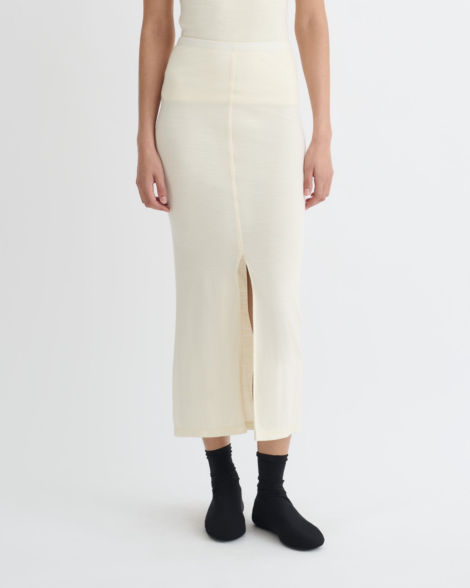 Rafa - Wool Jersey Midi Skirt - Creme
