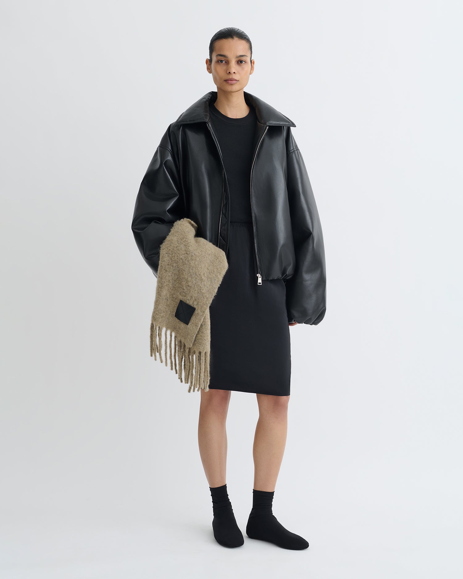 Kaiya - Glass Poplin Skirt - Black