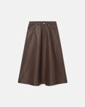 Cintia - Regenerated Leather Midi Skirt - Chocolate