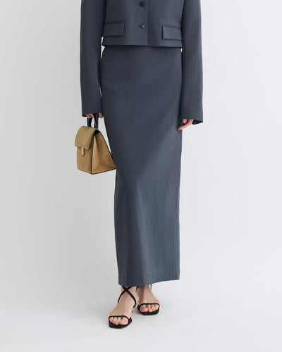 Nya - Paper Jersey Midi Skirt - Dusty Blue