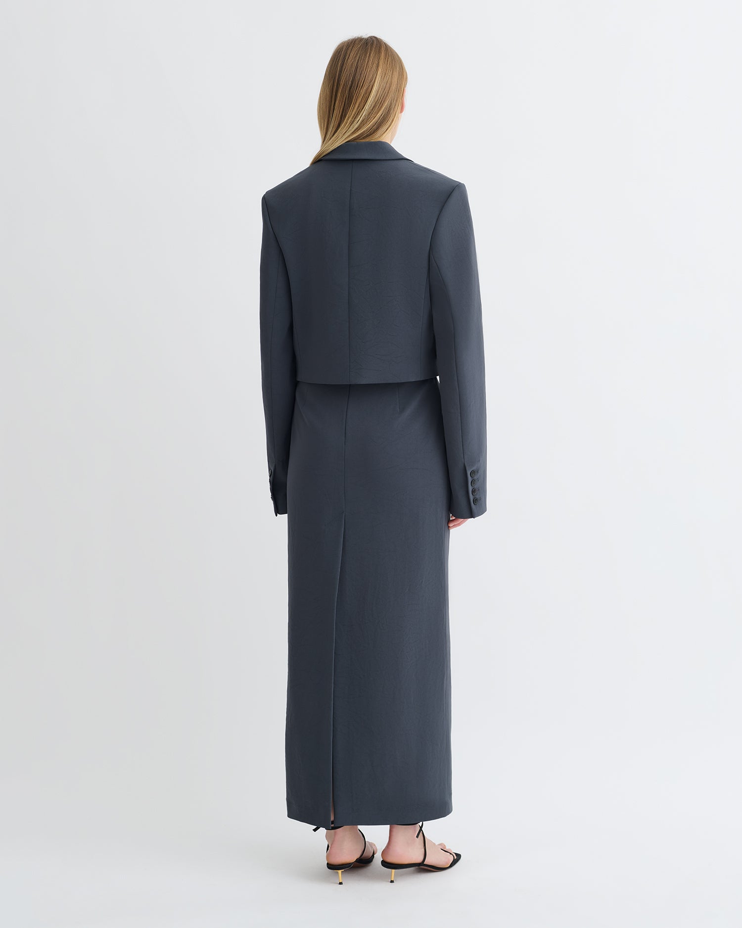 Nya - Paper Jersey Midi Skirt - Dusty Blue