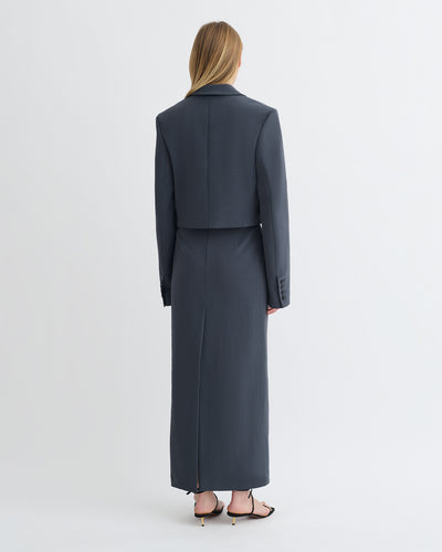 Nya - Paper Jersey Midi Skirt - Dusty Blue