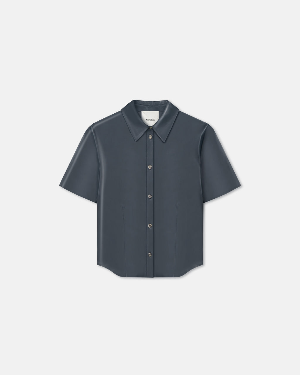 Clare - Okobor™Alt-Leather Shirt - Steel Blue