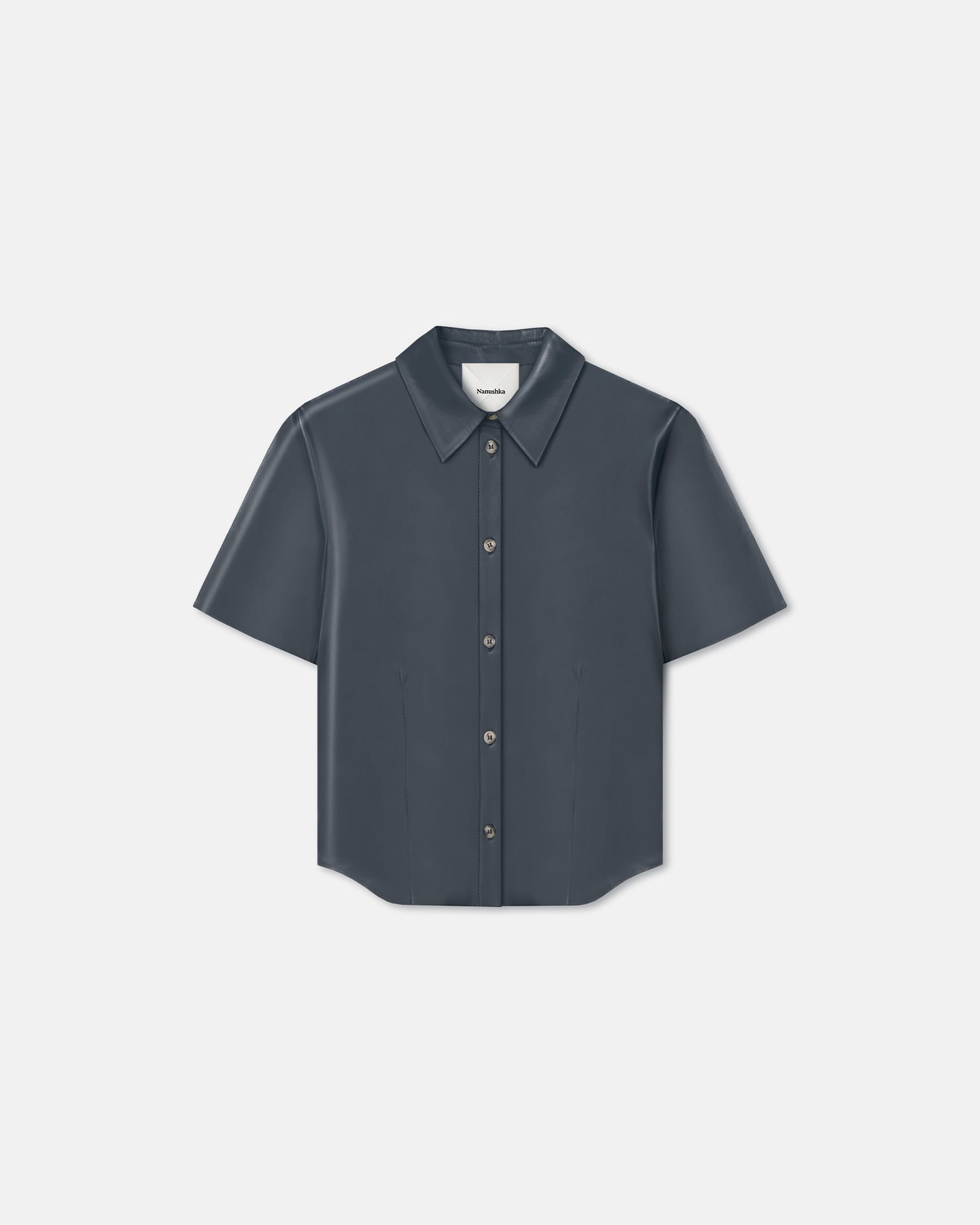 Clare - Okobor™Alt-Leather Shirt - Steel Blue
