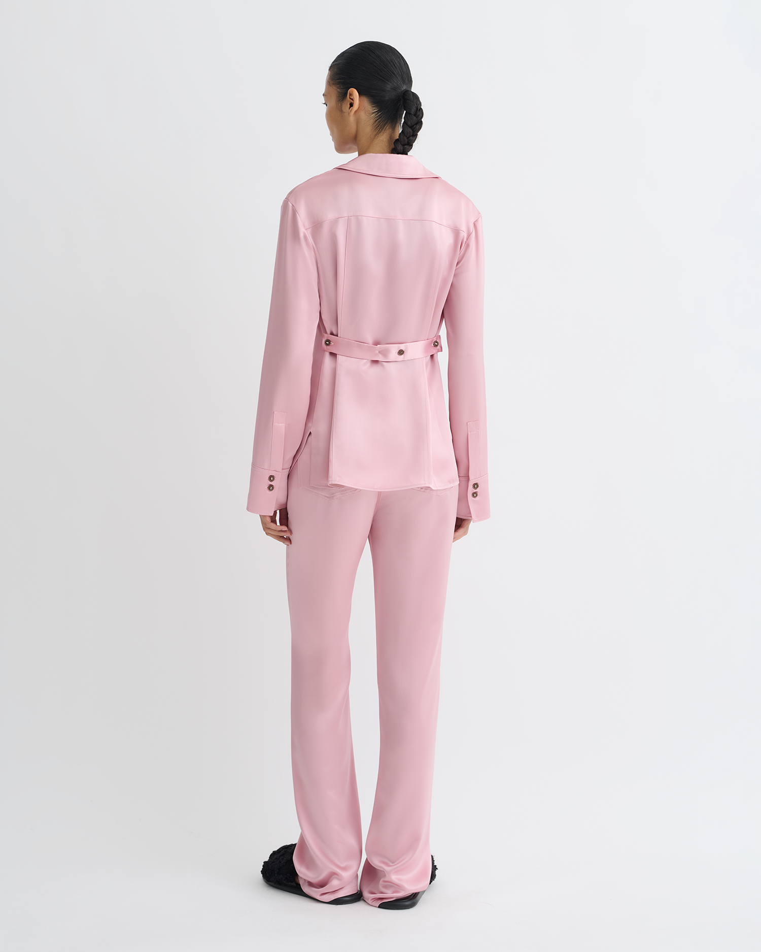 Nathalie - Slip Satin Shirt - Pink