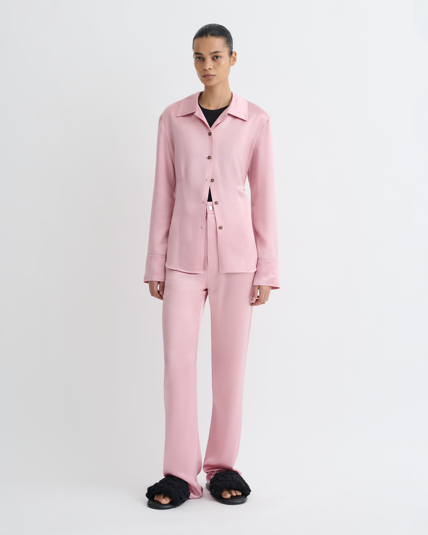 Nathalie - Slip Satin Shirt - Pink
