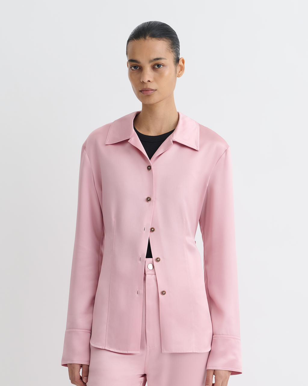 Nathalie - Slip Satin Shirt - Pink