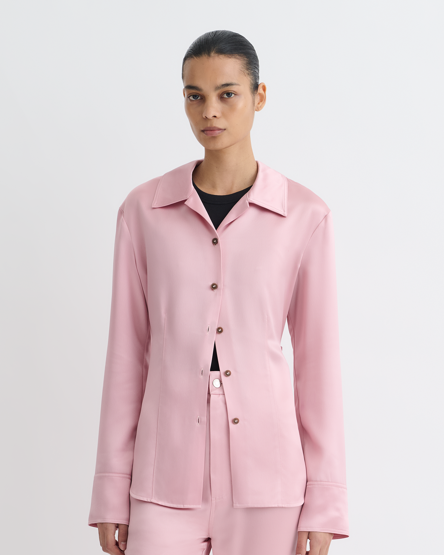 Nathalie - Slip Satin Shirt - Pink