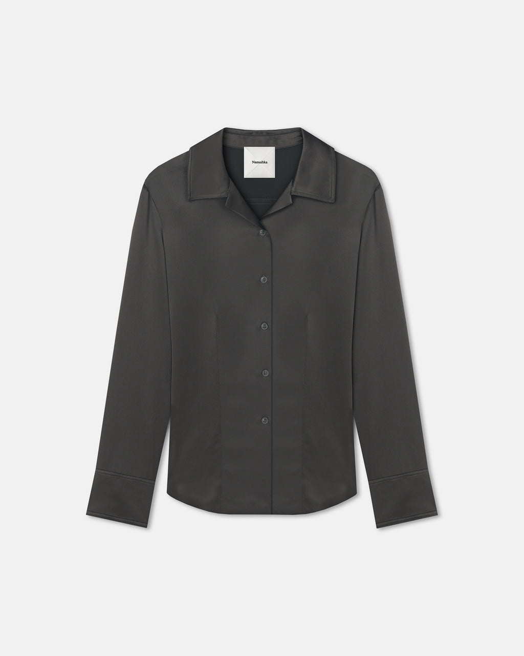Nathalie - Slip Satin Shirt - Dark Green