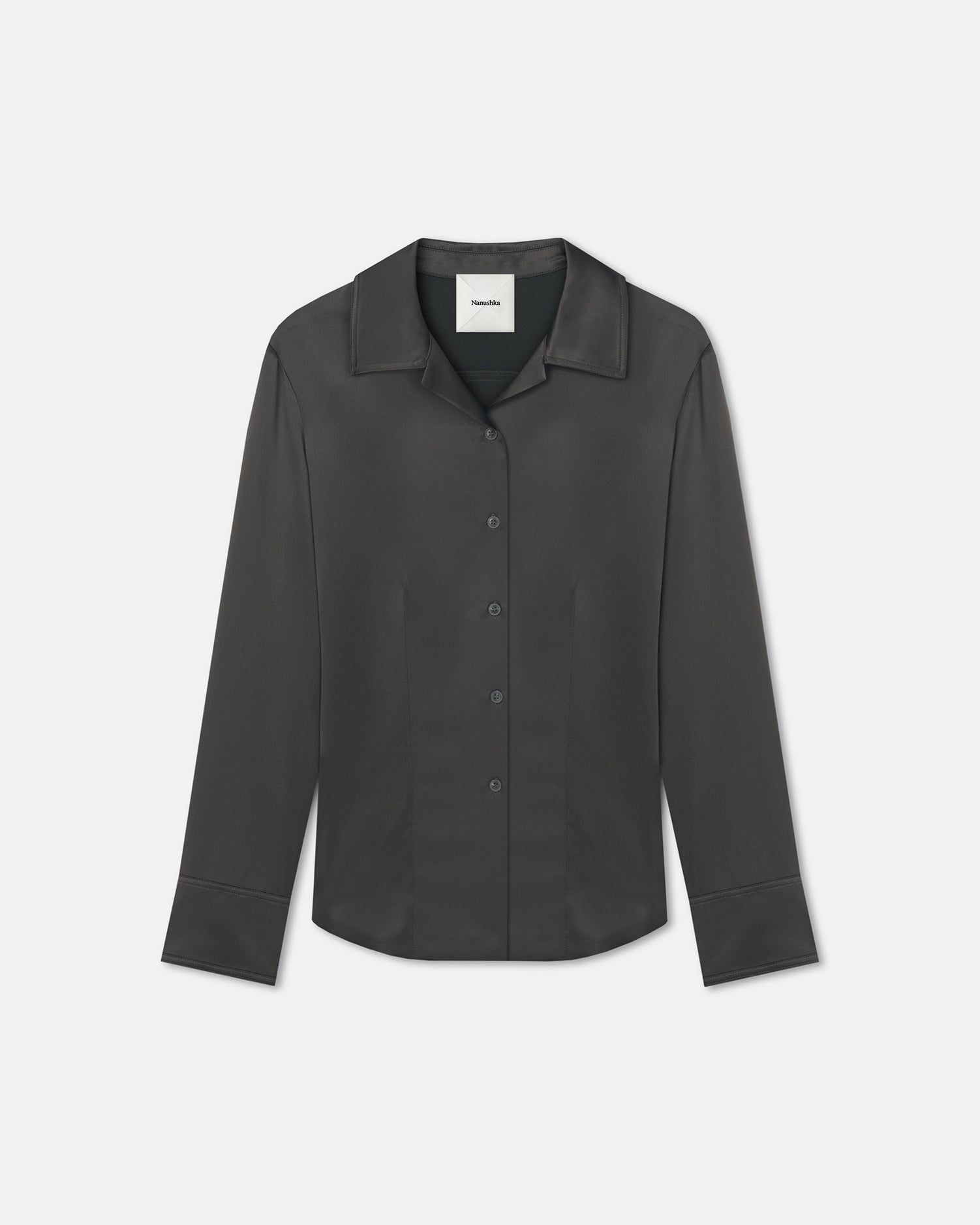 Nathalie - Slip Satin Shirt - Dark Green