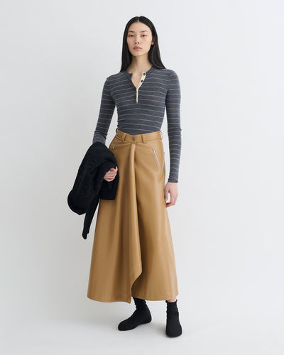 Ariyah - Striped Terry Merino Top - Grey Stripe