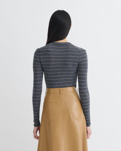 Ariyah - Striped Terry Merino Top - Grey Stripe