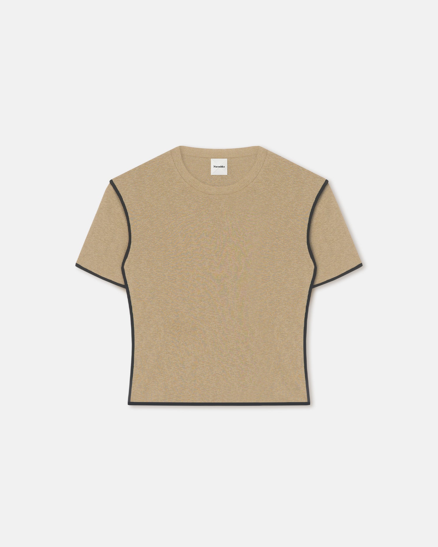Sabelle - Cropped Mesh Jersey T-Shirt - Sand/Anthracite