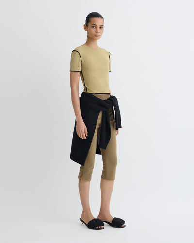 Sabelle - Cropped Mesh Jersey T-Shirt - Sand/Anthracite