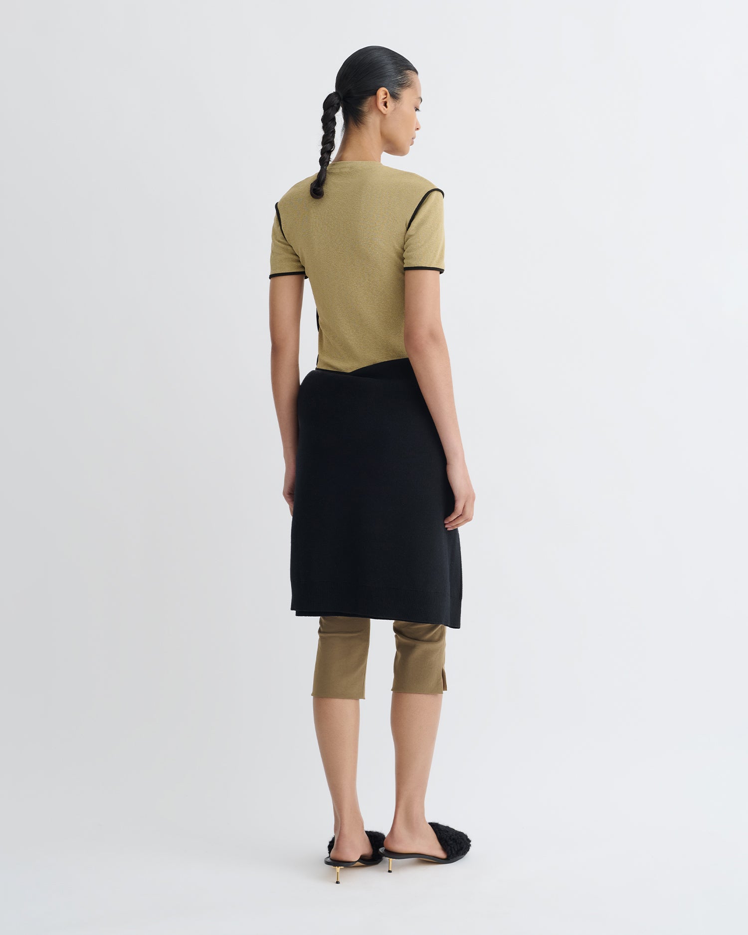 Sabelle - Cropped Mesh Jersey T-Shirt - Sand/Anthracite