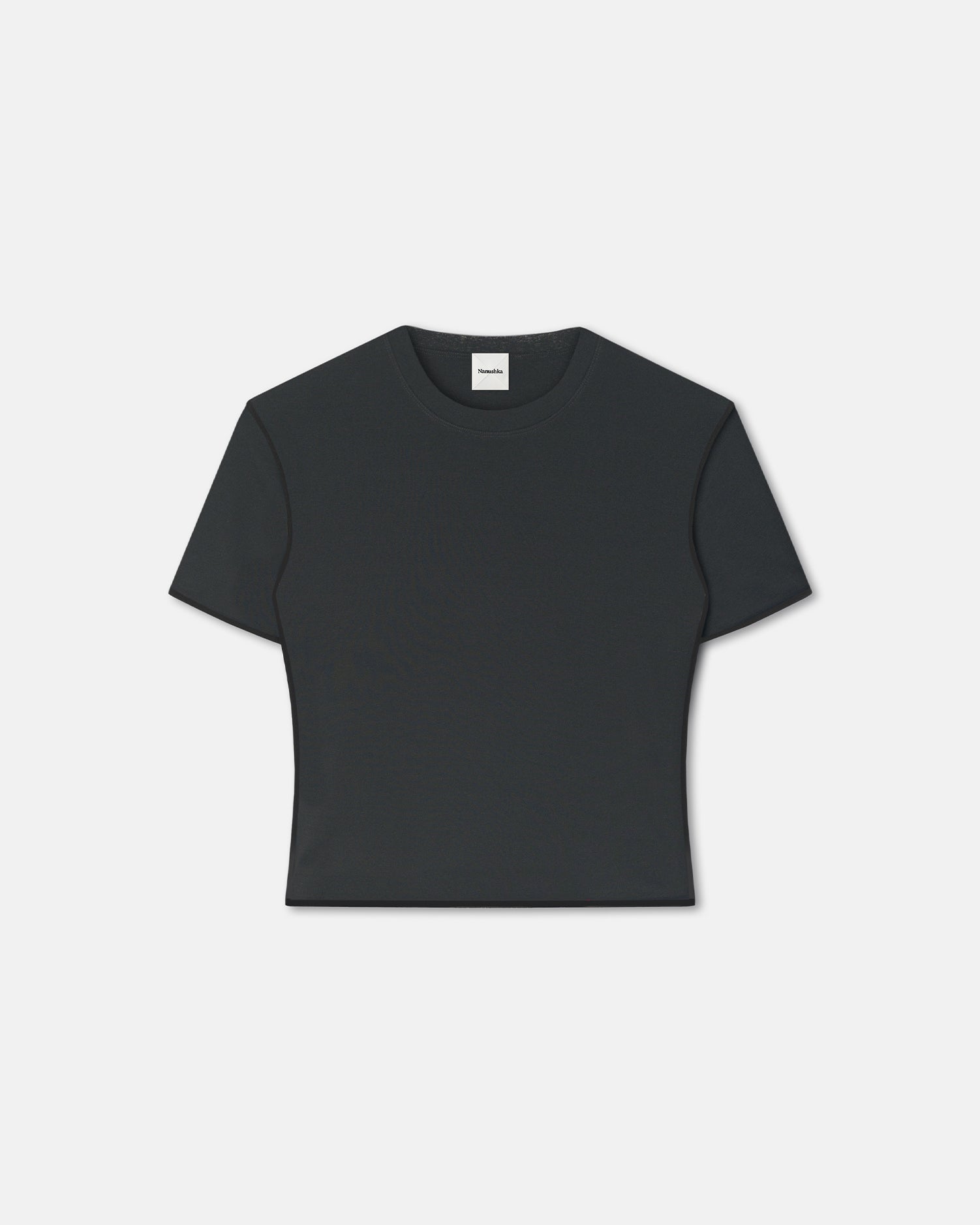 Sabelle - Cropped Mesh Jersey T-Shirt - Antracite/Black