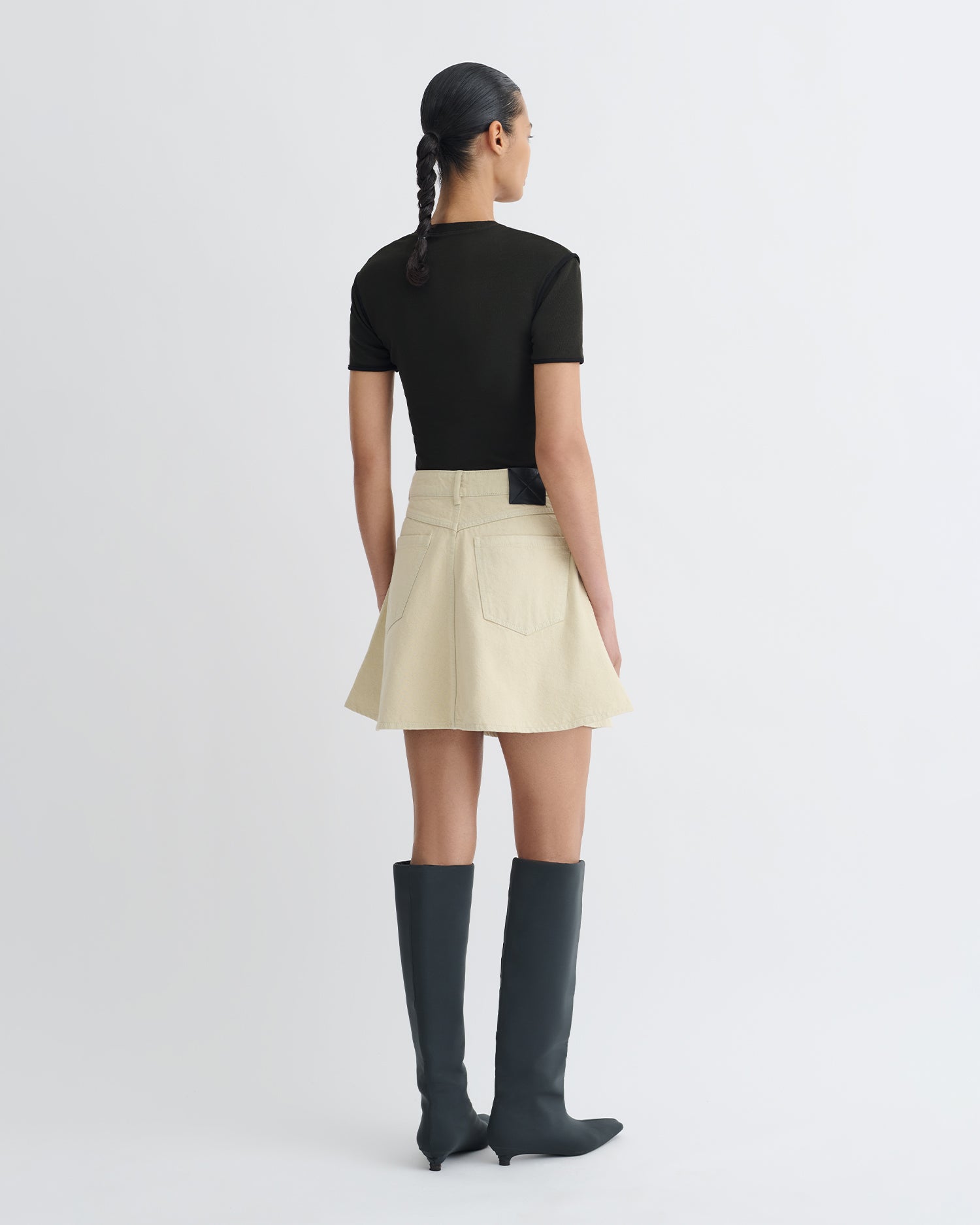 Sabelle - Cropped Mesh Jersey T-Shirt - Antracite/Black