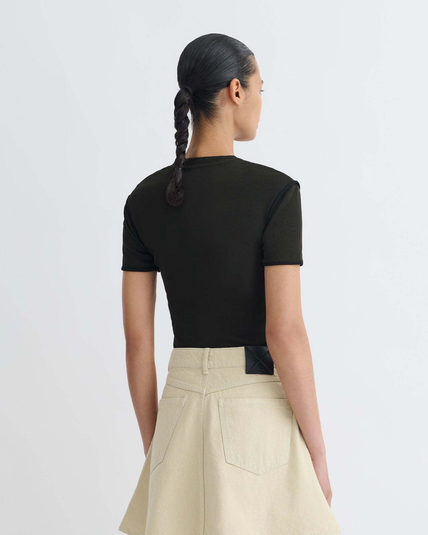 Sabelle - Cropped Mesh Jersey T-Shirt - Antracite/Black
