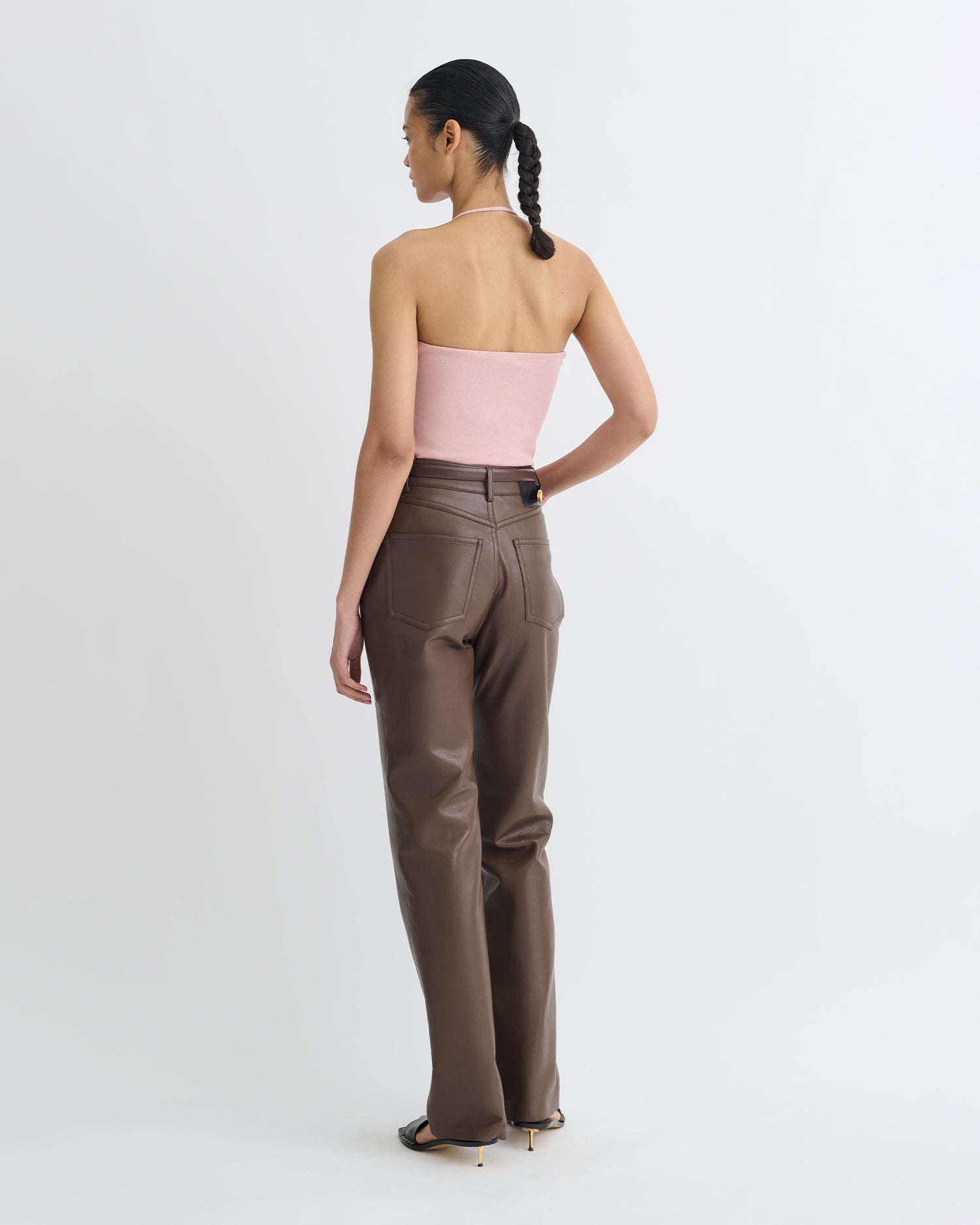 Rissa - Halter Neck Mesh Jersey Top - Pink