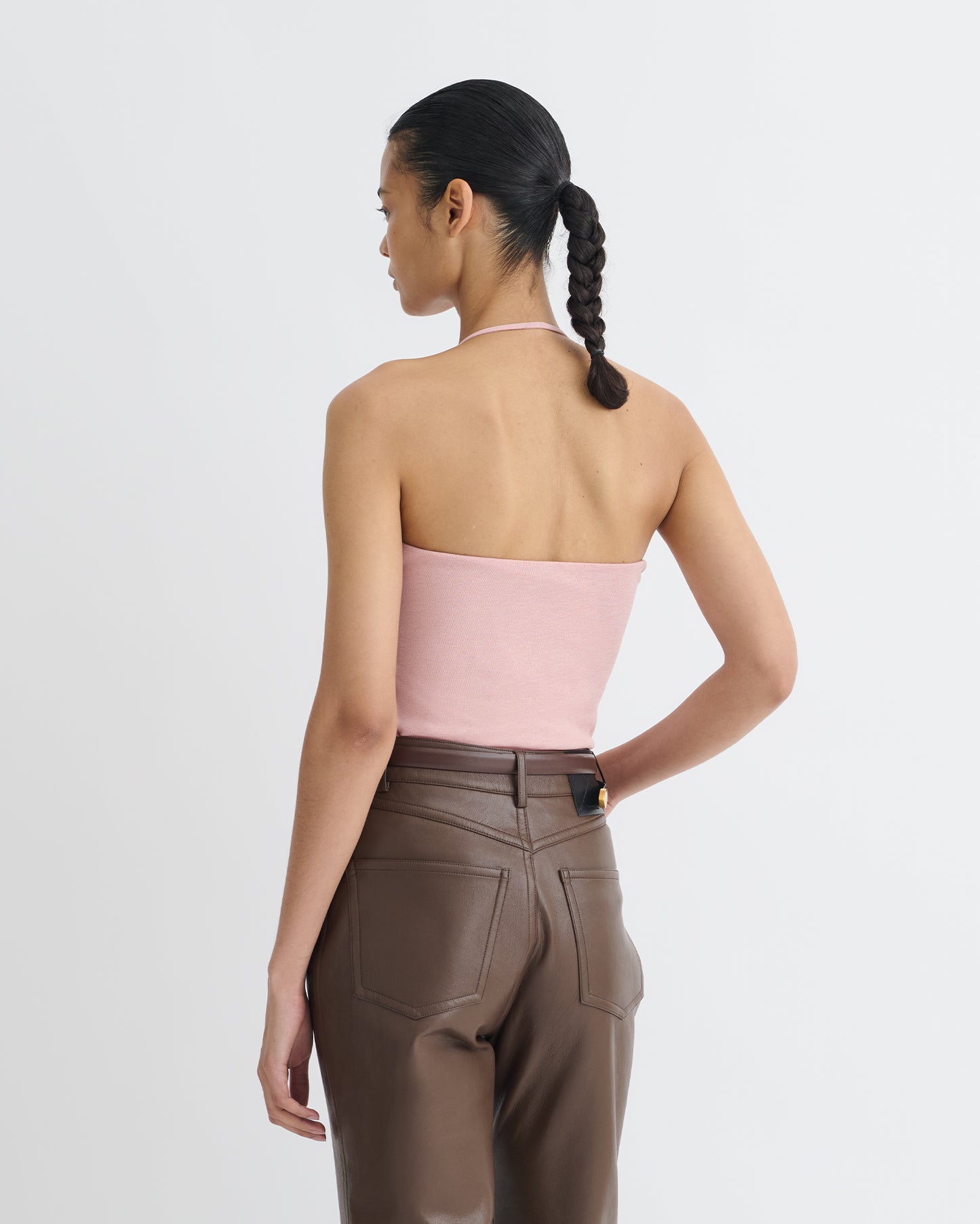 Rissa - Halter Neck Mesh Jersey Top - Pink