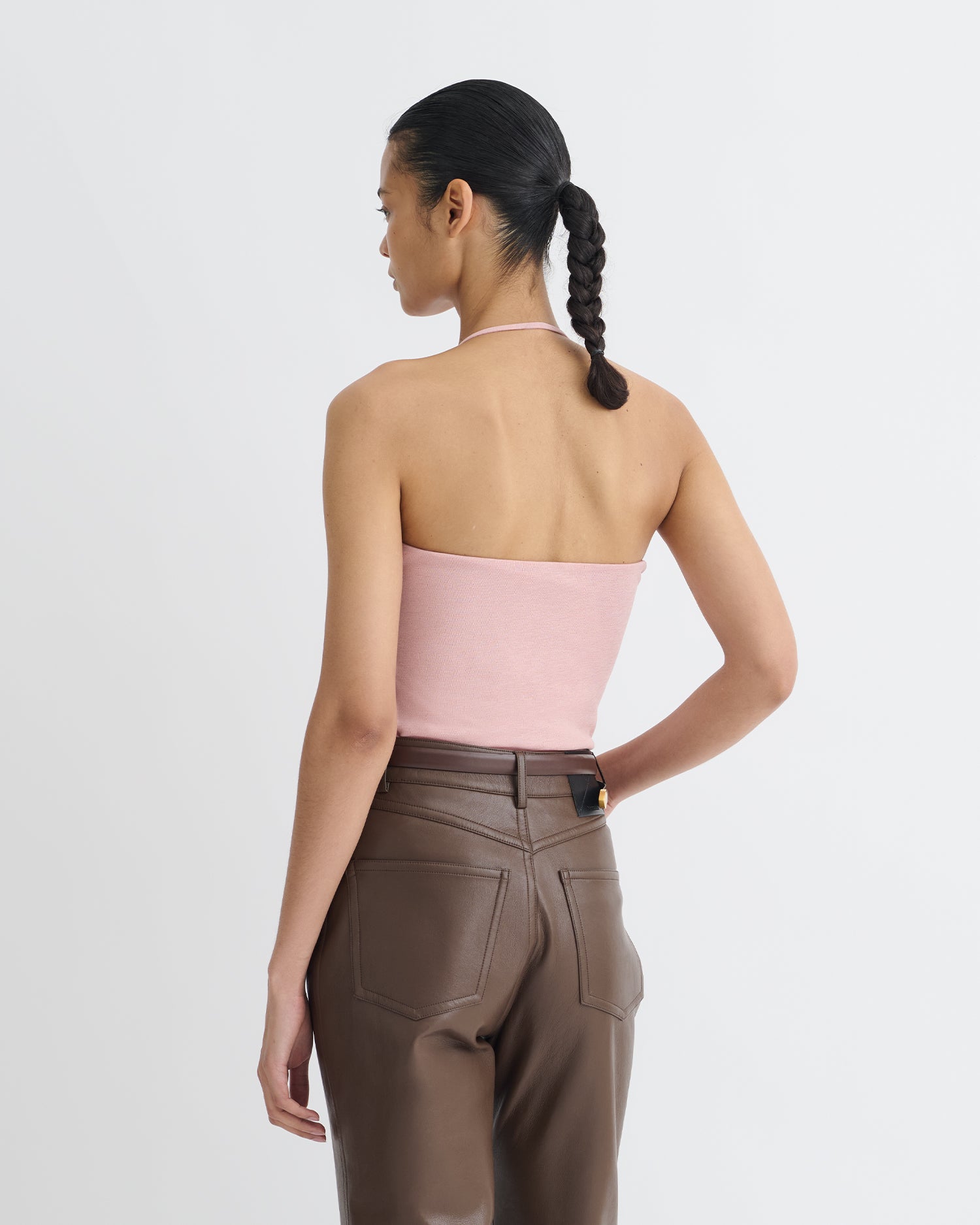 Rissa - Halter Neck Mesh Jersey Top - Pink