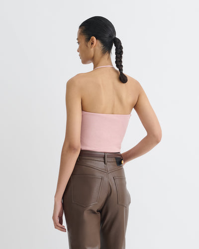 Rissa - Halter Neck Mesh Jersey Top - Pink