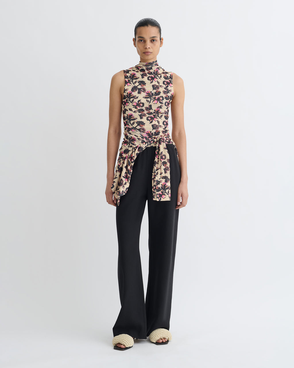 Annyka - Printed Mesh Jersey Top - Tapestry Floral