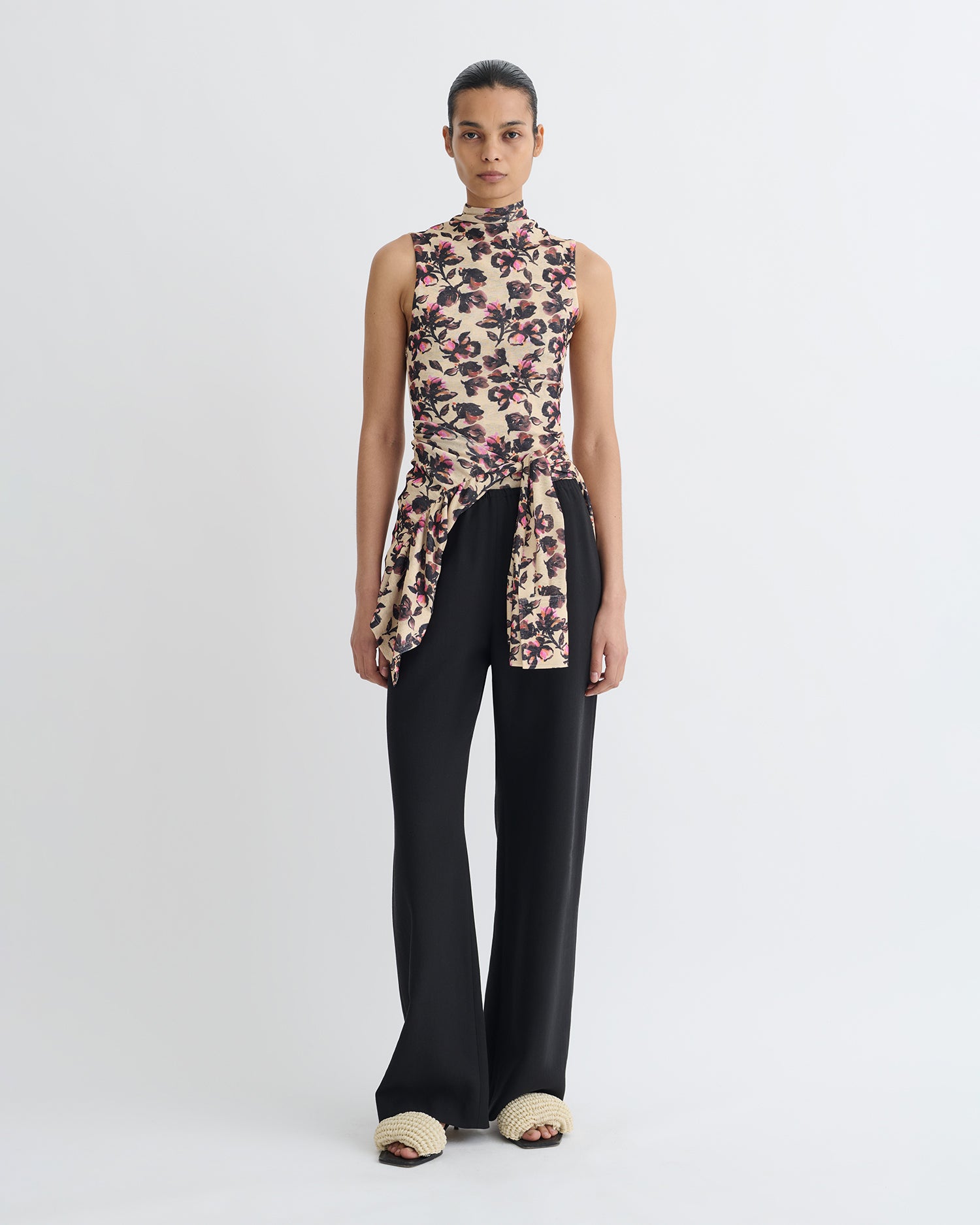 Annyka - Printed Mesh Jersey Top - Tapestry Floral