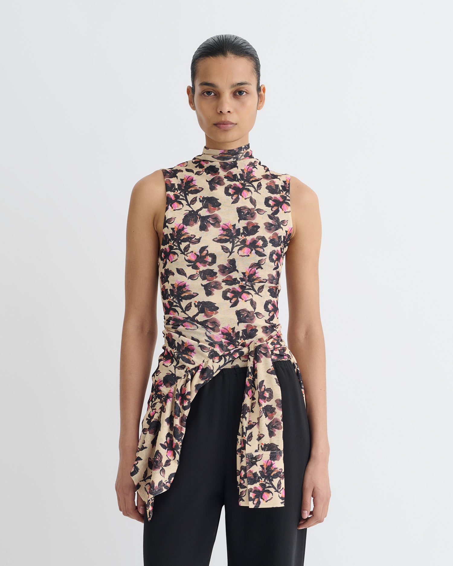 Annyka - Printed Mesh Jersey Top - Tapestry Floral