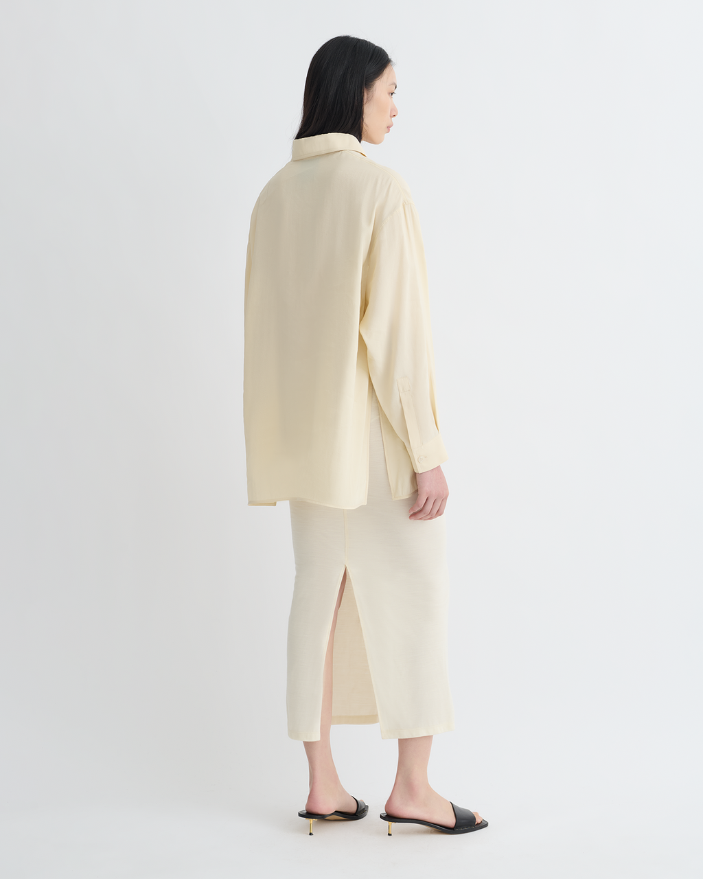 Linka - Glass Poplin Shirt - Oat
