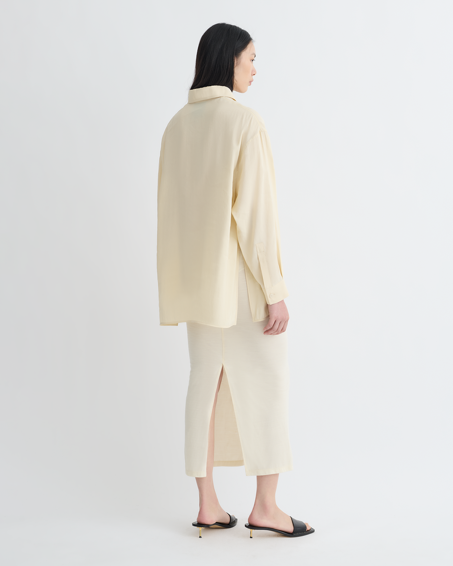 Linka - Glass Poplin Shirt - Oat