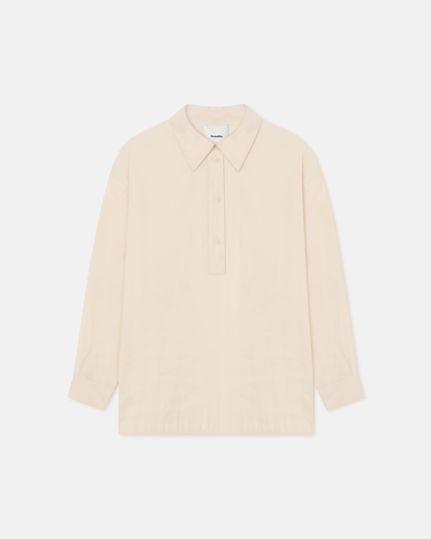 Linka - Glass Poplin Shirt - Oat