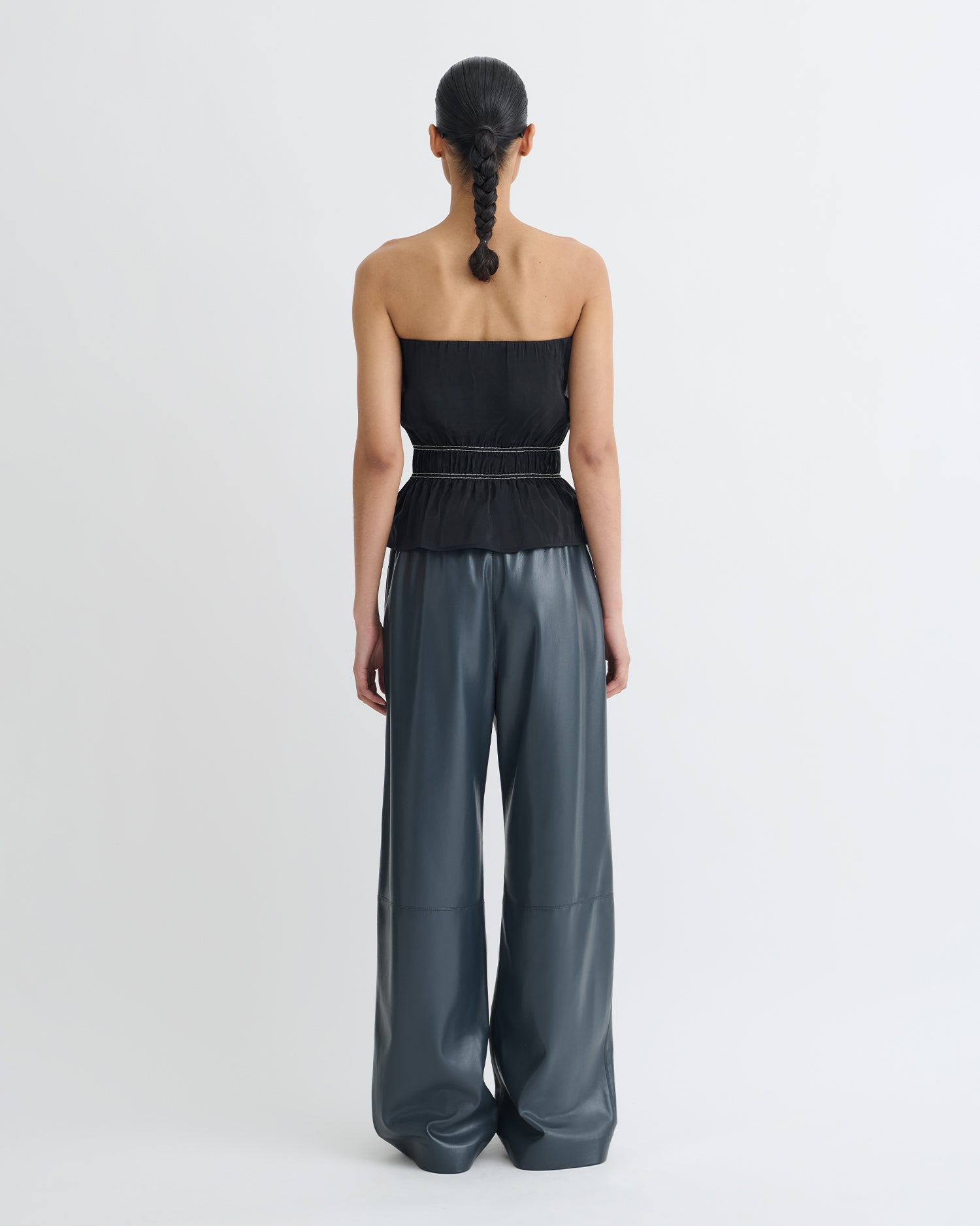 Rosey - Glass Poplin Bandeau Top - Black