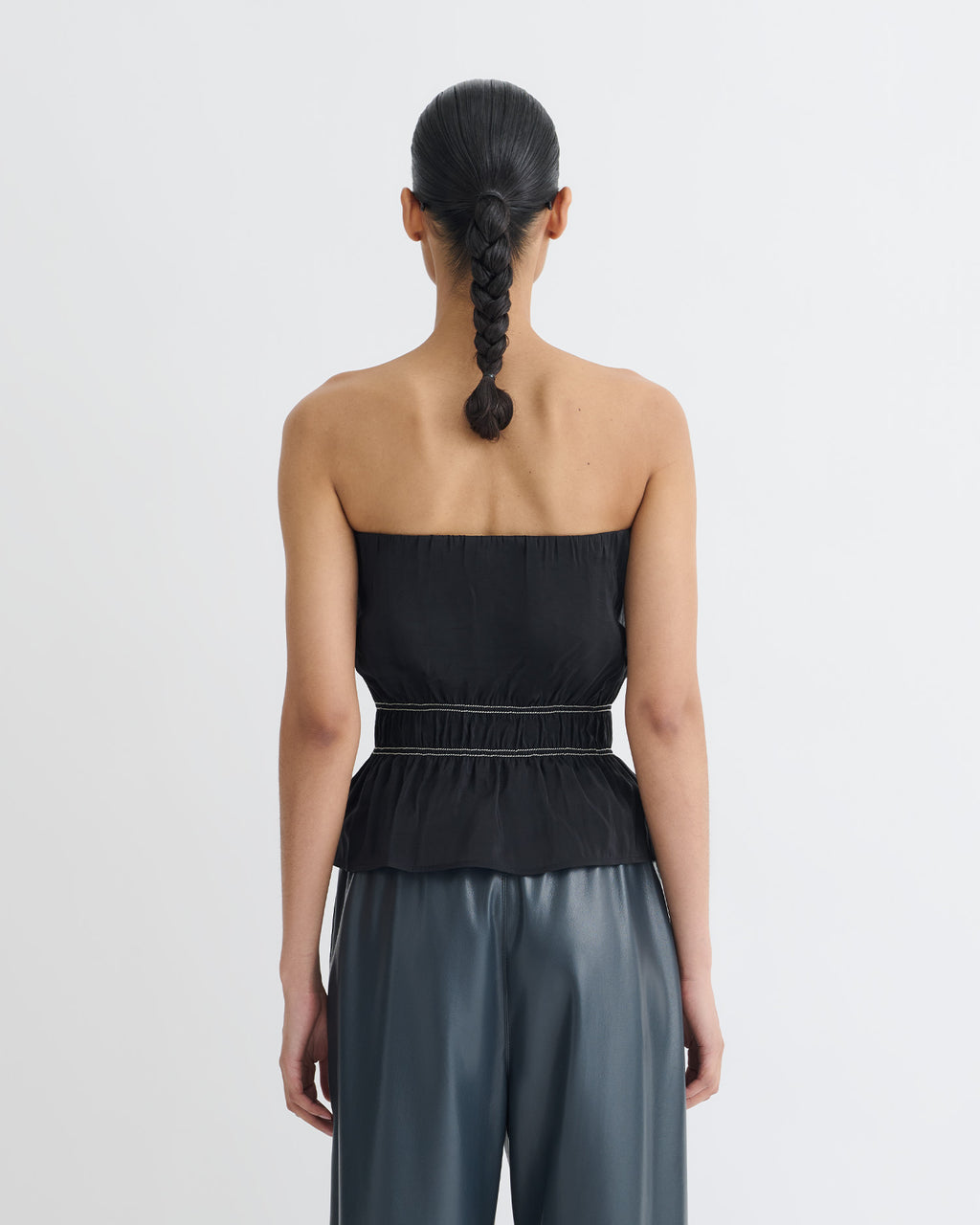 Rosey - Glass Poplin Bandeau Top - Black