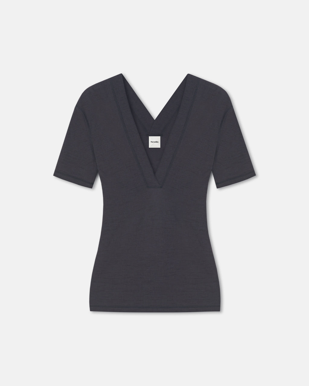 Akka - Wool Jersey Henley Top - Grey