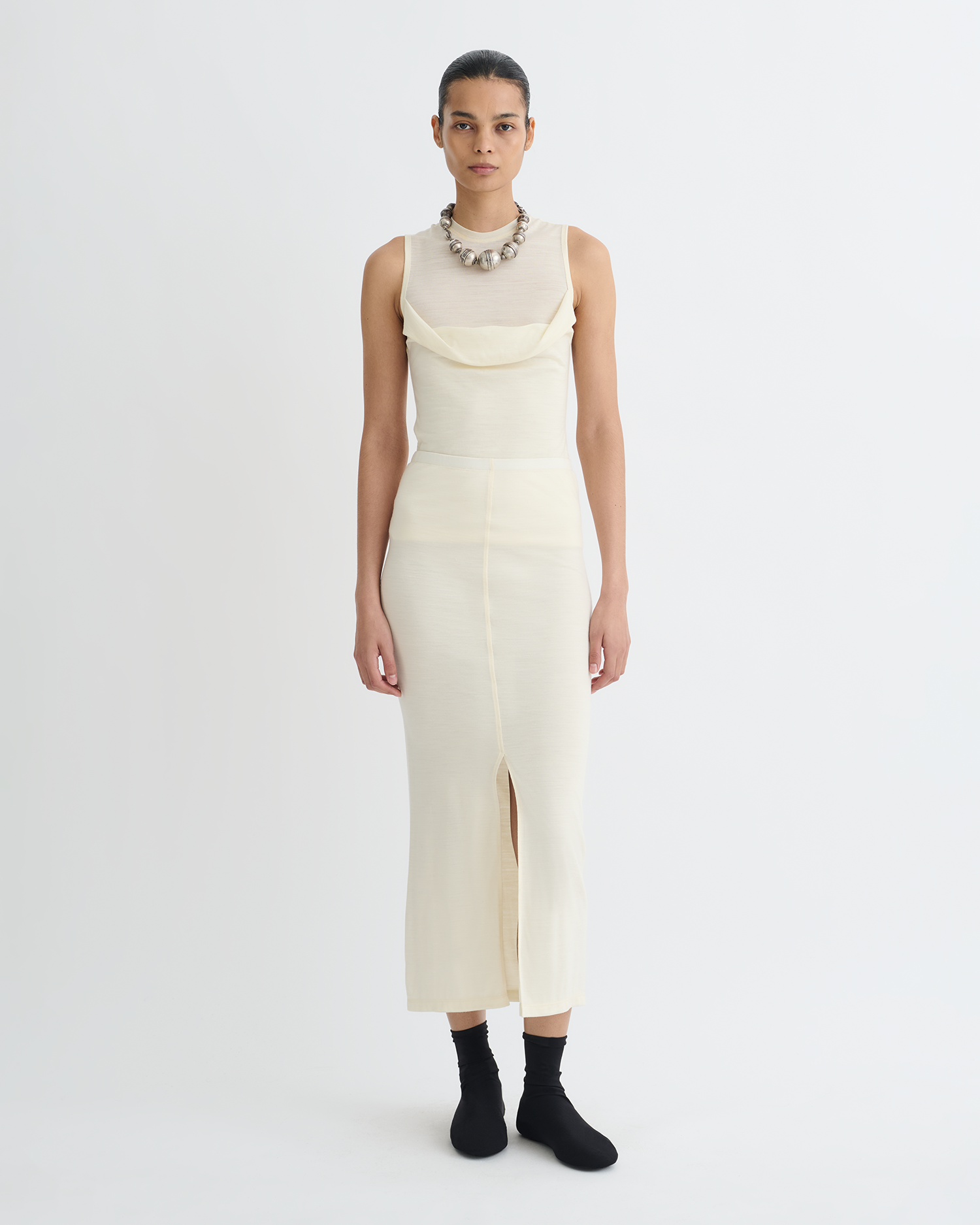 Orien - Draped Wool Jersey Top - Creme