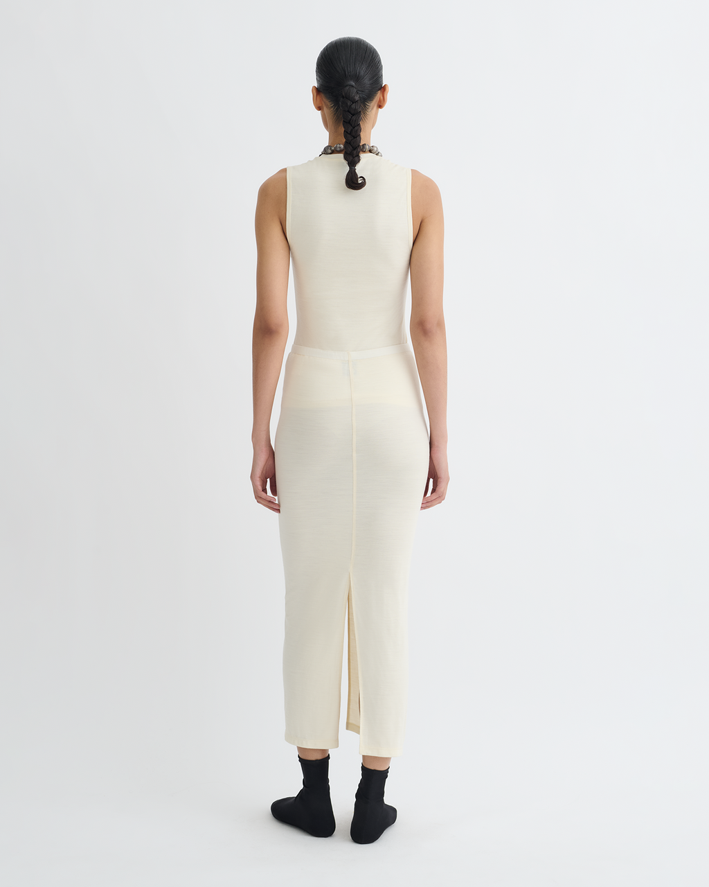 Orien - Draped Wool Jersey Top - Creme