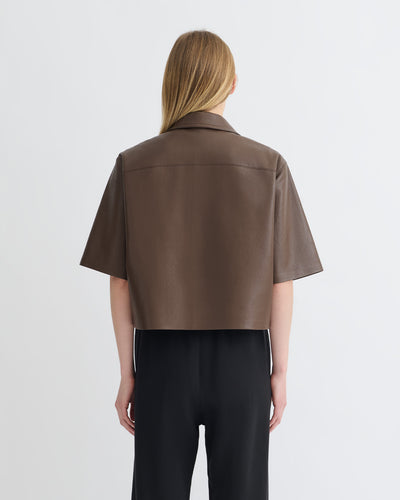 Maisie - Regenerated Leather Shirt - Chocolate