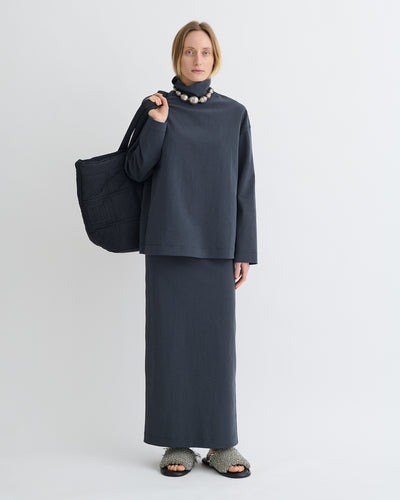Sitara - Paper Jersey Turtleneck Top - Dusty Blue
